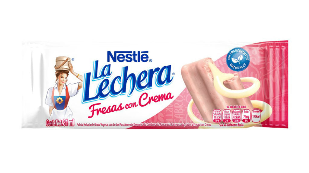 Paleta La lechera fresas con crema